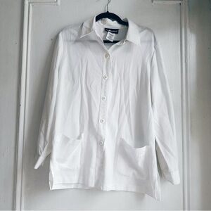 Vintage Sag Harbor chore jacket oversized blouse White Button-Up women’s Shirt
